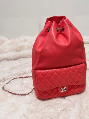 Chanel Red Quilted Backpack In Seoul